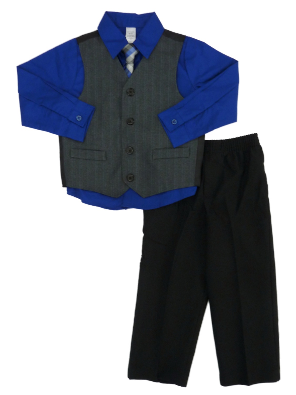 George Infant & Toddler Boys Blue Shirt Vest Tie & Pants 4P Dress Up Outfit