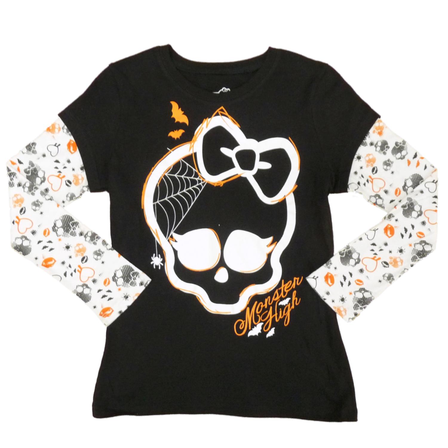 monster high girls black glow in the dark skull halloween shirt x large 14 16