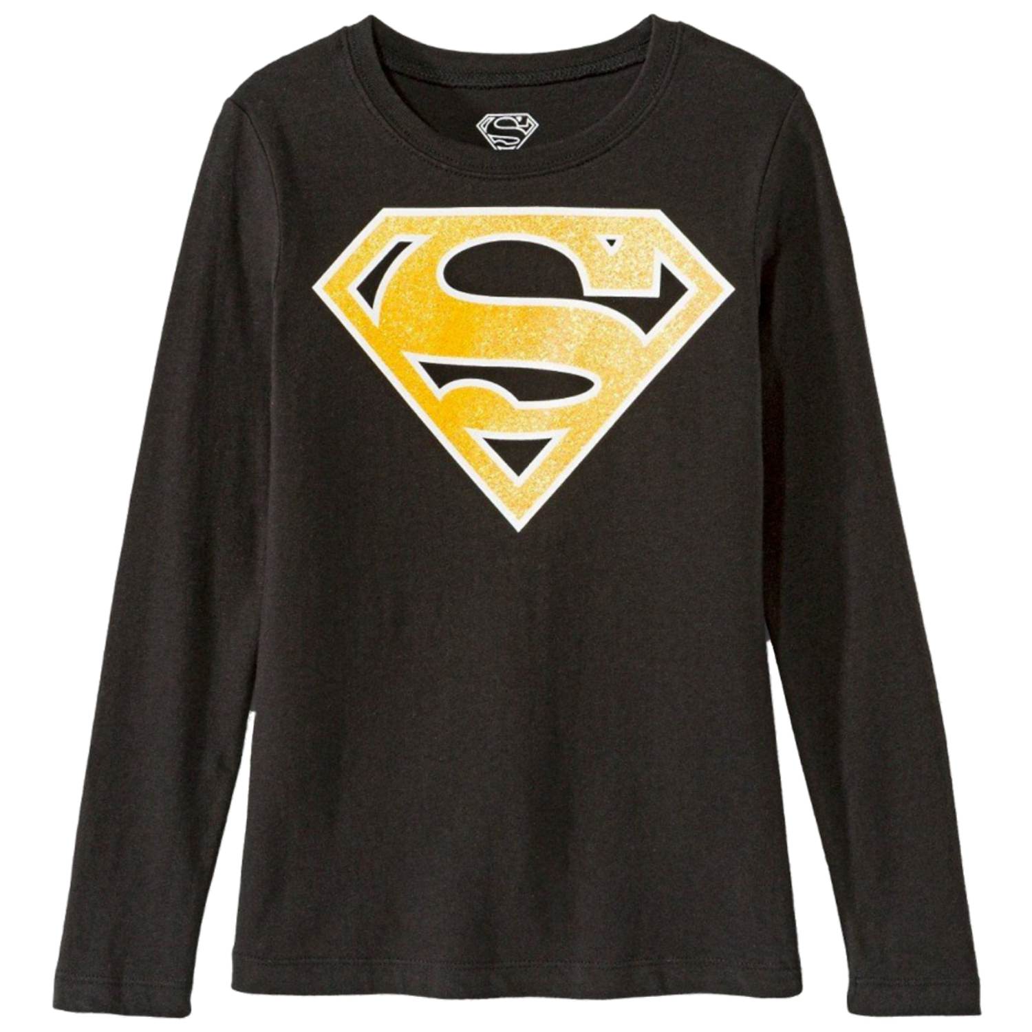 dc comics girls black superman logo long sleeve t shirt