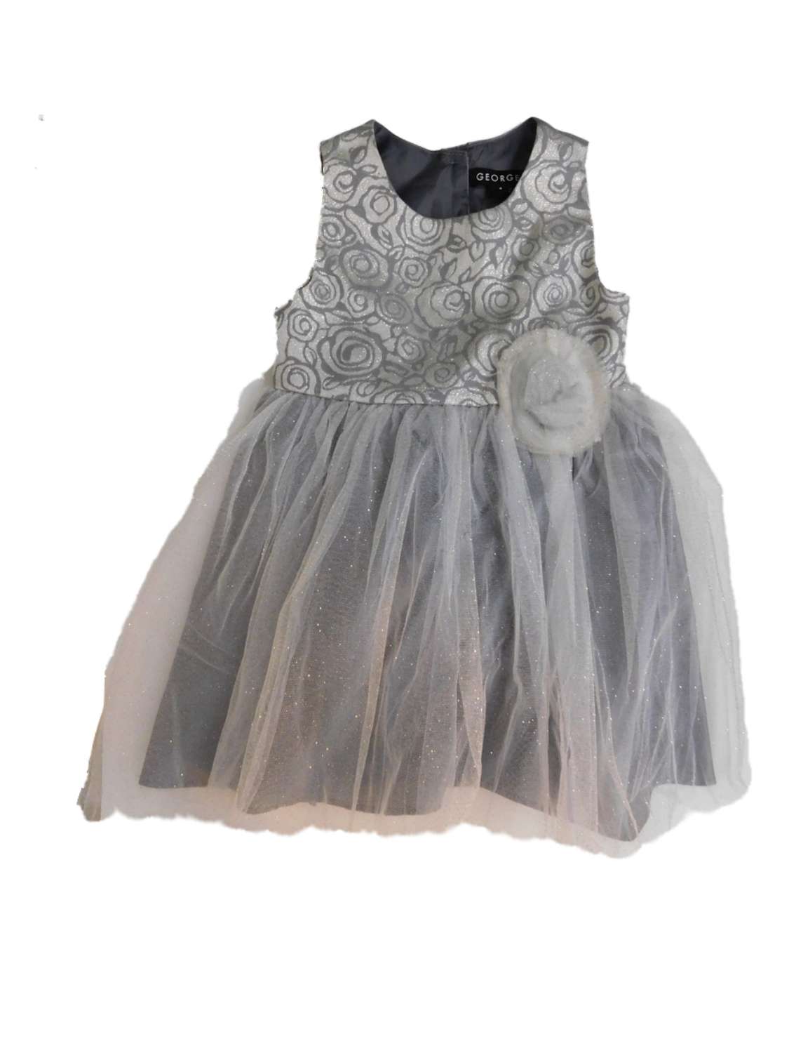 George Girls Gray Silver Sparkly Sleeveless Holiday Party Dress