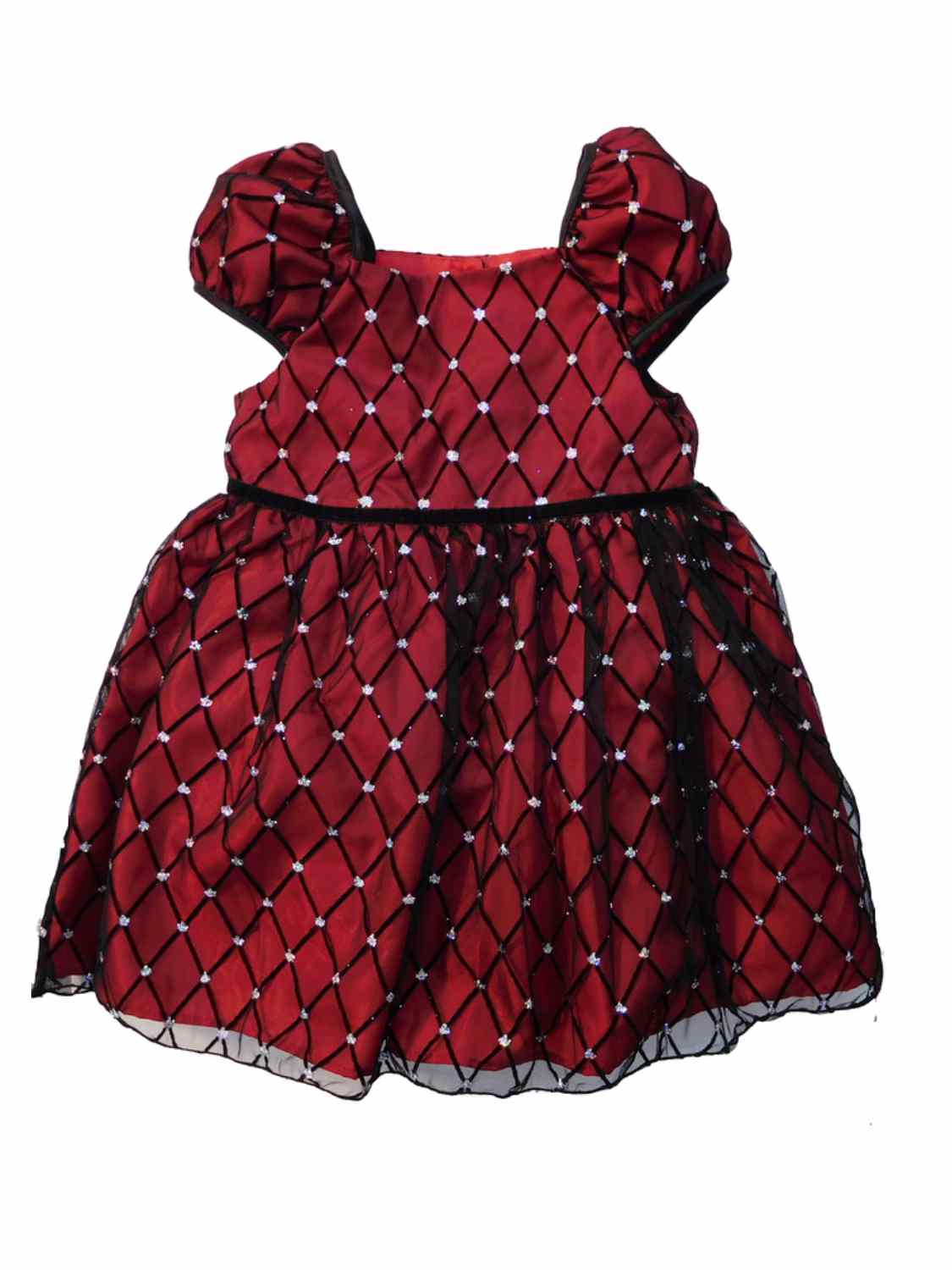 George Girls Red Burgundy Holiday Party Dress With Sparkly Mesh Overlay