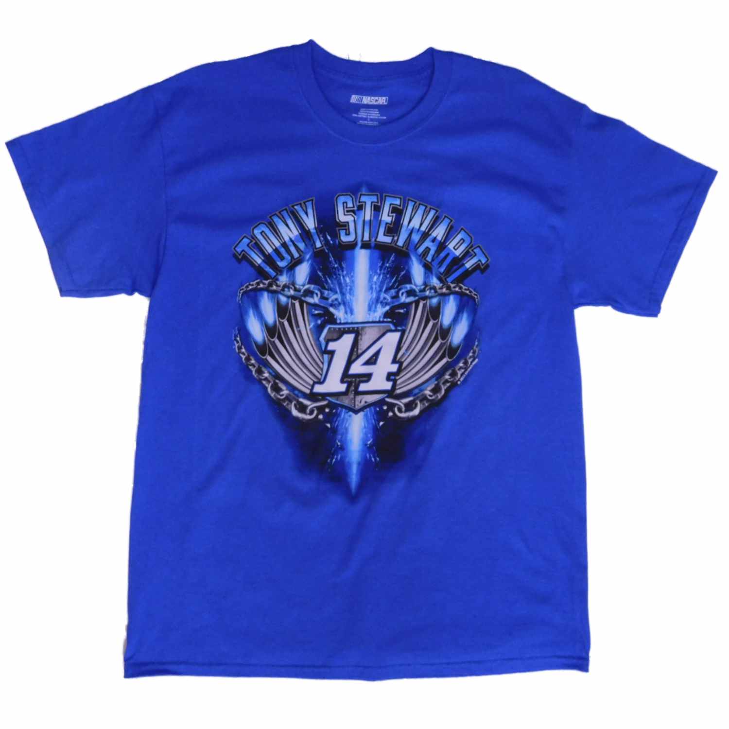 Nascar Racing #14 Mens Blue Tony Stewart Chains Tee Shirt T-Shirt