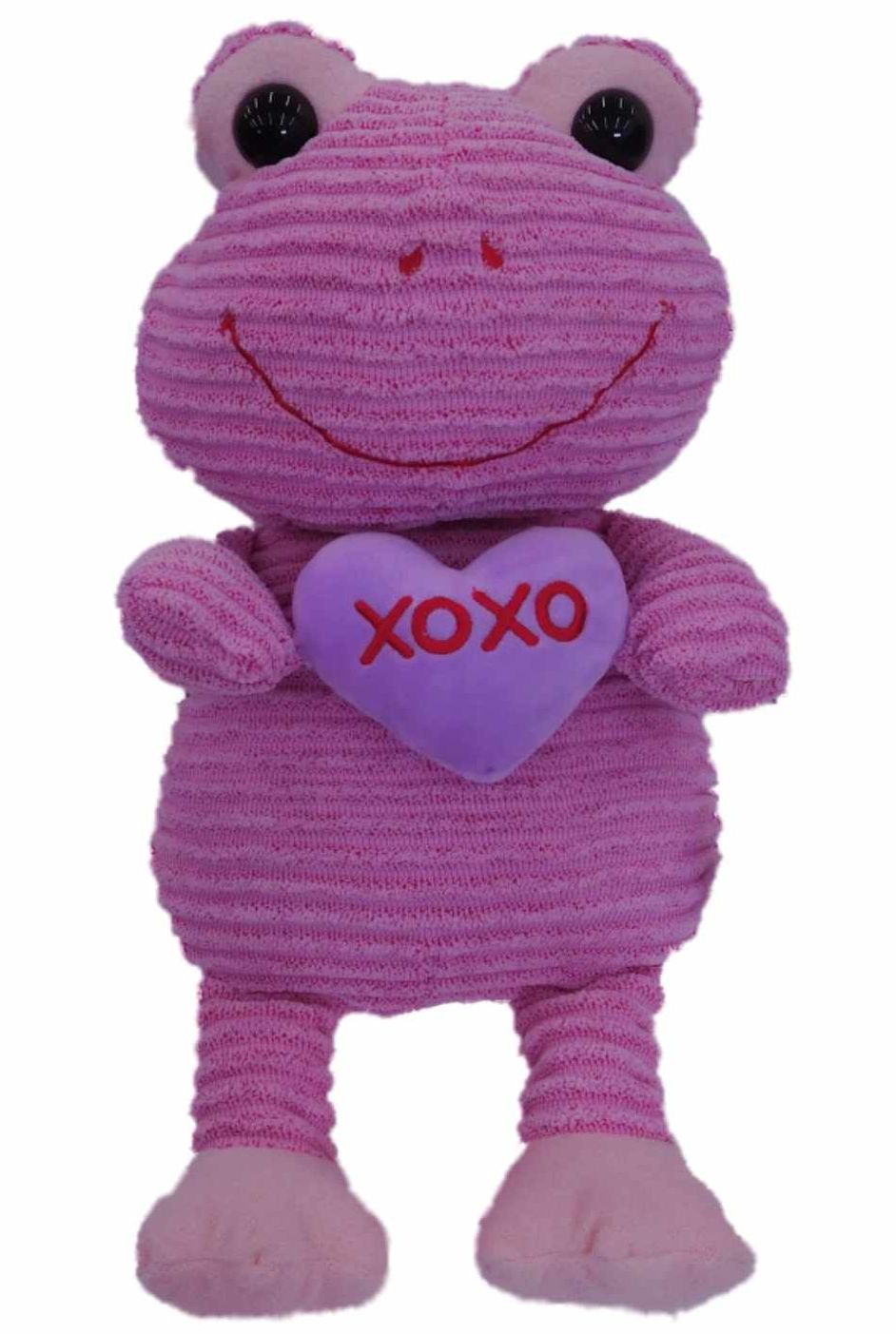 Hug Fun Ribbed Cord Knit Pink Frog 14" Stuffed Animal Pal Plush Toad