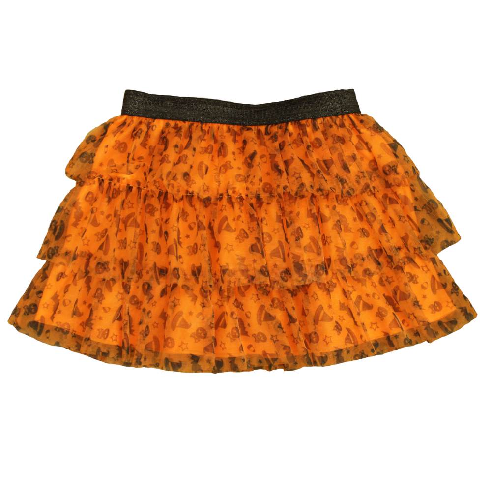 Pumpkin Infant & Toddler Girls Rufled Orange Witch & Bat Halloween Tulle Tutu Skirt