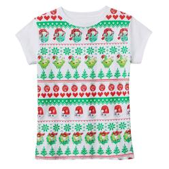 Shopkins Girls White Shopkins Christmas T-Shirt Santa Holiday Tee Shirt