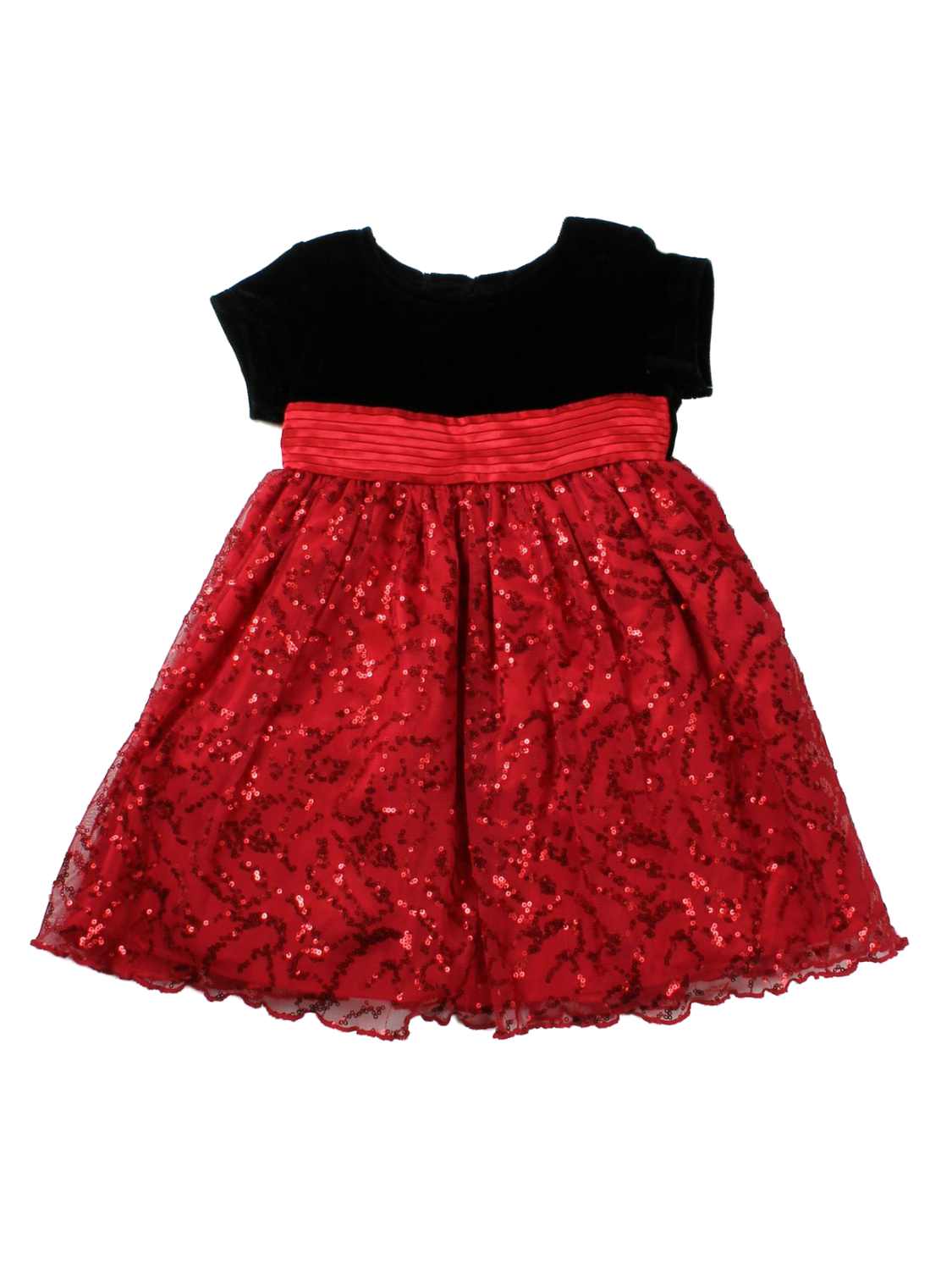 Blueberi Boulevard Infant Girls Velour & Red Sequin Holiday Party Dress 24m