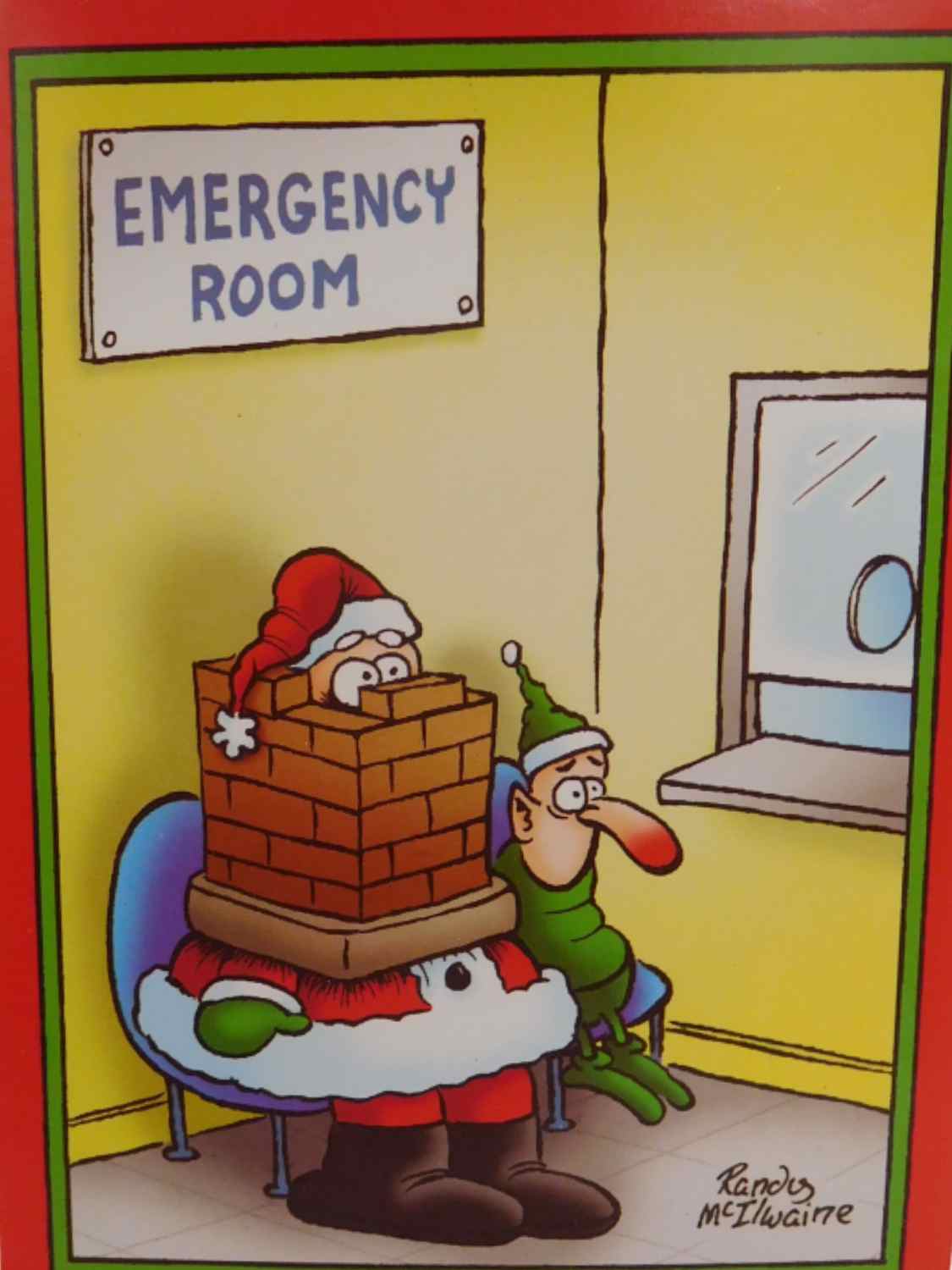 Trimmerry Funny Santa In The Emergency Room Stuck In The Chimney