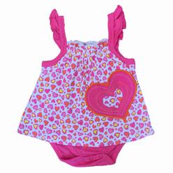 Peanut Buttons Infant Girls Pink Leopard Heart Print Bodysuit Baby Creeper Outfit