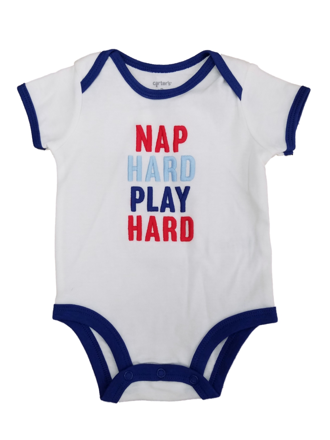 Carter's Carters Infant Boys White Nap Hard Play Hard Short Sleeve Baby Bodysuit