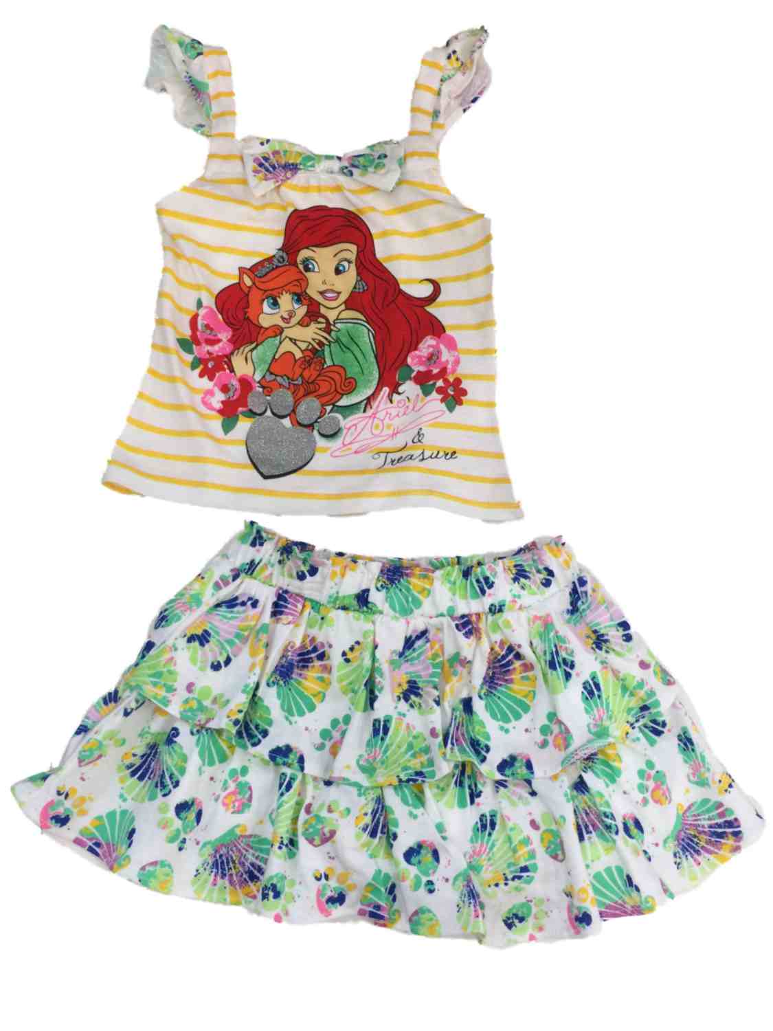 Disney Little Girls Disney Little Mermaid Yellow Tank Top Shirt Seashell Outfit