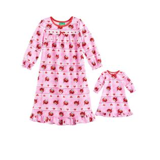 Sesame Street Toddler Girls Pink Flannel Elmo Holiday Nightgown Doll Night Gown Set