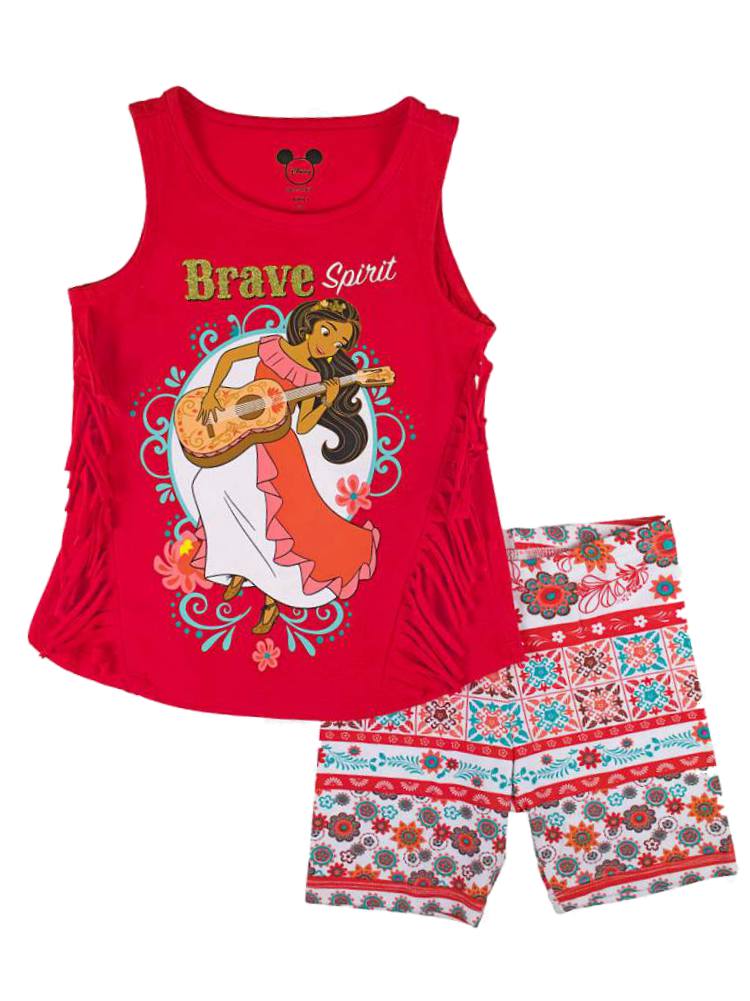 Disney Outfit Toddler Girls Red Elena of Avalor Fringe Shirt & Shorts Set