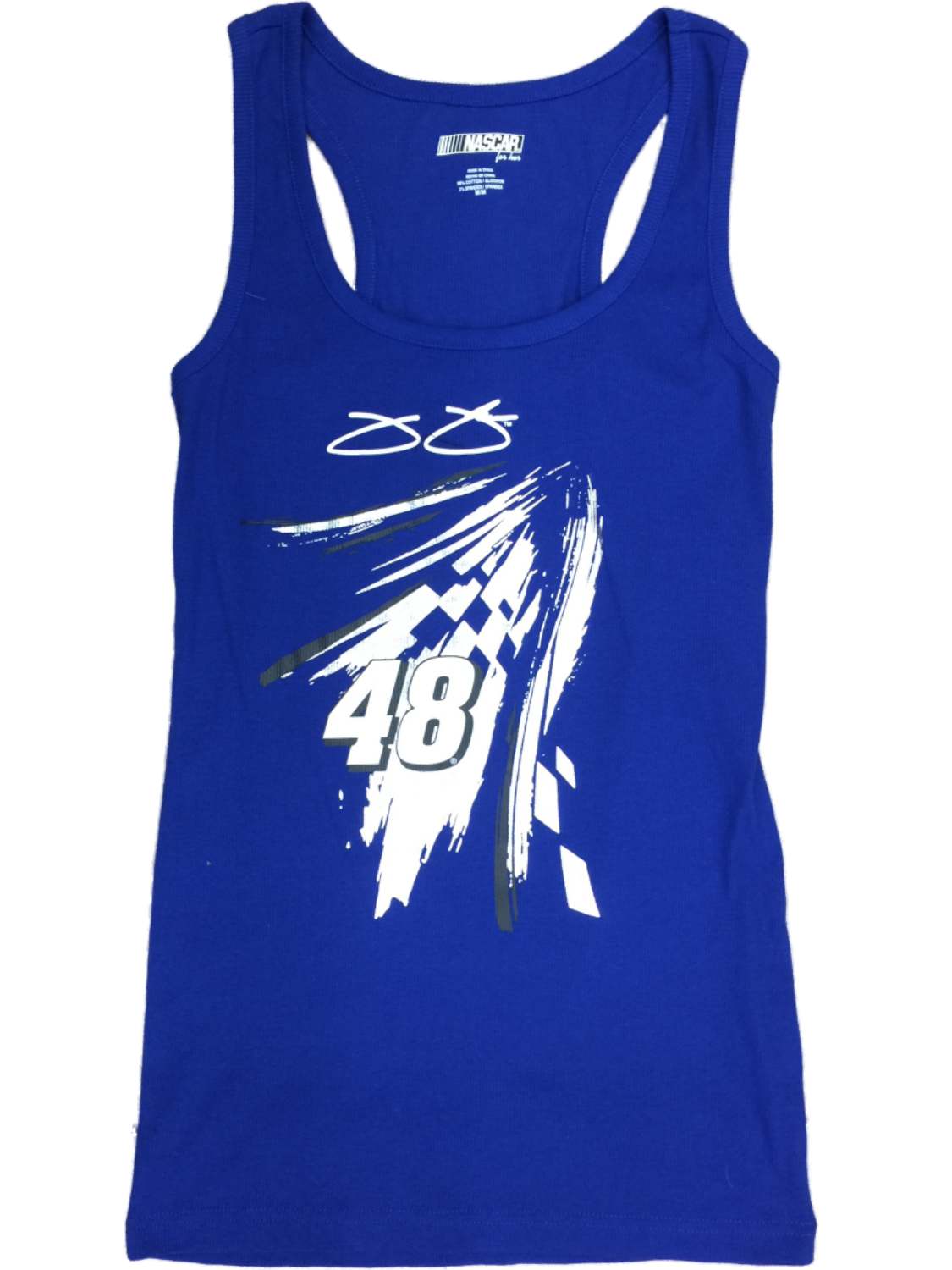 NASCAR Womens Blue & Silver #48 Jimmie Johnson Nascar Tank Top Tee Shirt T-Shirt