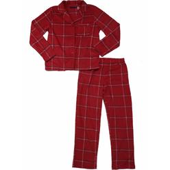 Simply Styled Womens Fuzzy Red & Gray Checker Plaid Print Pajamas Tartan Fleece Sleep Set