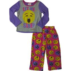 Emoji Girls Purple & Pink Fleece Emoji Let Me Sleep Pajamas 2-Piece Sleep Set