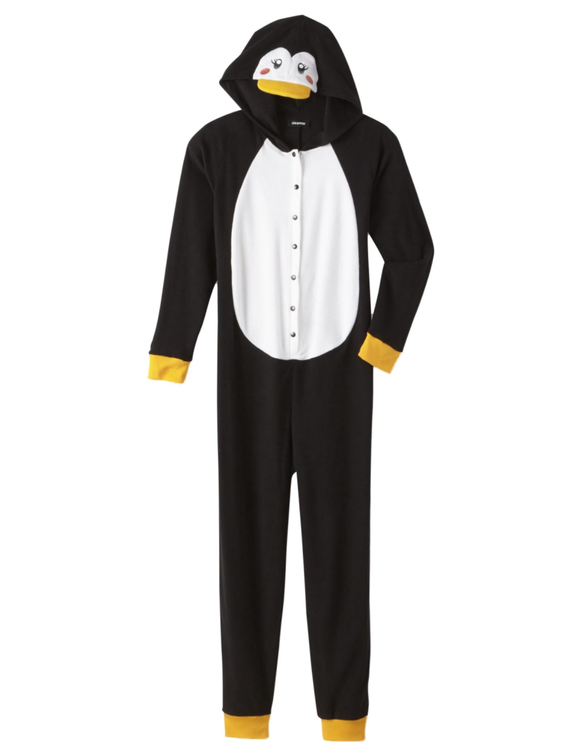 Joe Boxer Womens Black Fleece Penguin Blanket Sleeper Pajama Union Suit