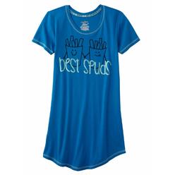 Joe Boxer Womens Blue Best Spuds Sleepshirt French Fry Nightgown Sleep Shirt