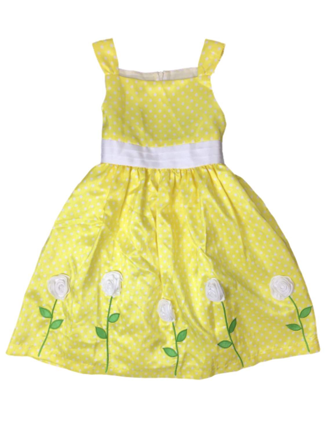 American Princess Girls Yellow Polka Dot Floral Rose Party Dress Flower Girl 6