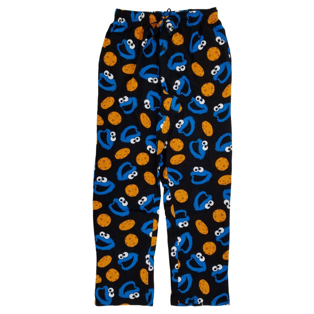Sesame Street Cookie Monster Mens Black Knit Sleep Pants Pajama Bottoms M