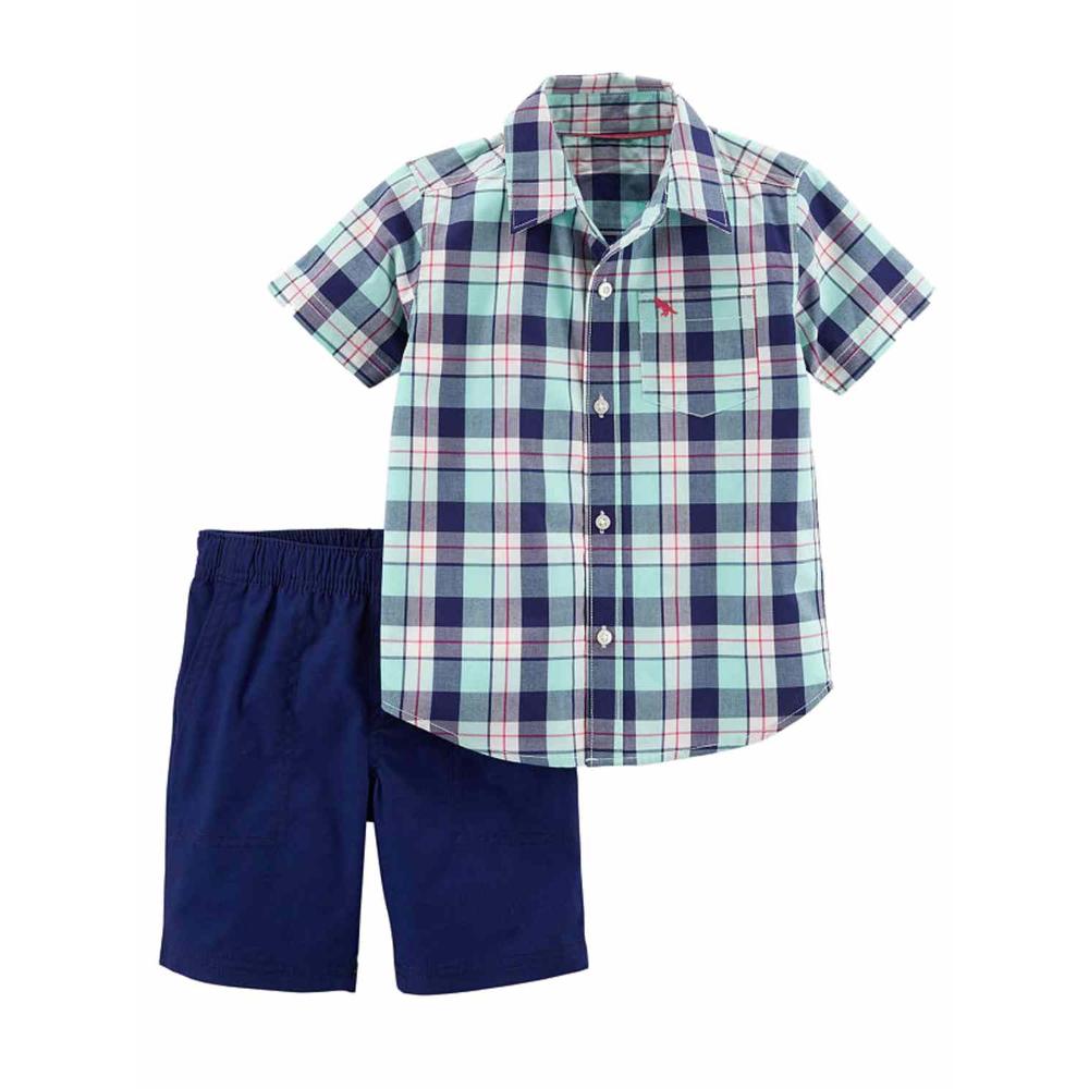 Carter S Carters Infant Toddler Boys Green Blue Pink Plaid