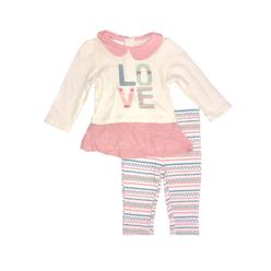 Little Wonders Infant Girls Pink & Cream "Love" Baby Outfit Peplum Shirt & Leggings Set 6-9M
