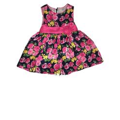 American Princess Infant & Toddler Girls Navy Blue & Pink Roses Tea Length Formal Baby Dress