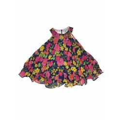 American Princess Infant Girls Navy Blue & Pink Daisy Formal Summer Pleated Bell Baby Dress