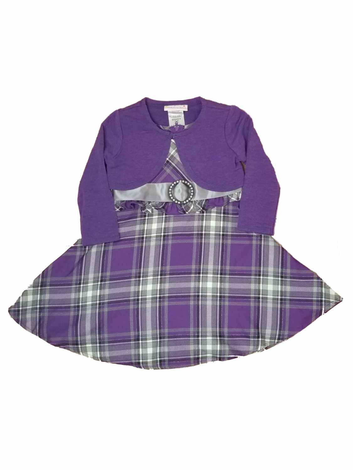 Ashley Ann Infant Girls Purple Plaid Bow Christmas Holiday Party Dress 24M
