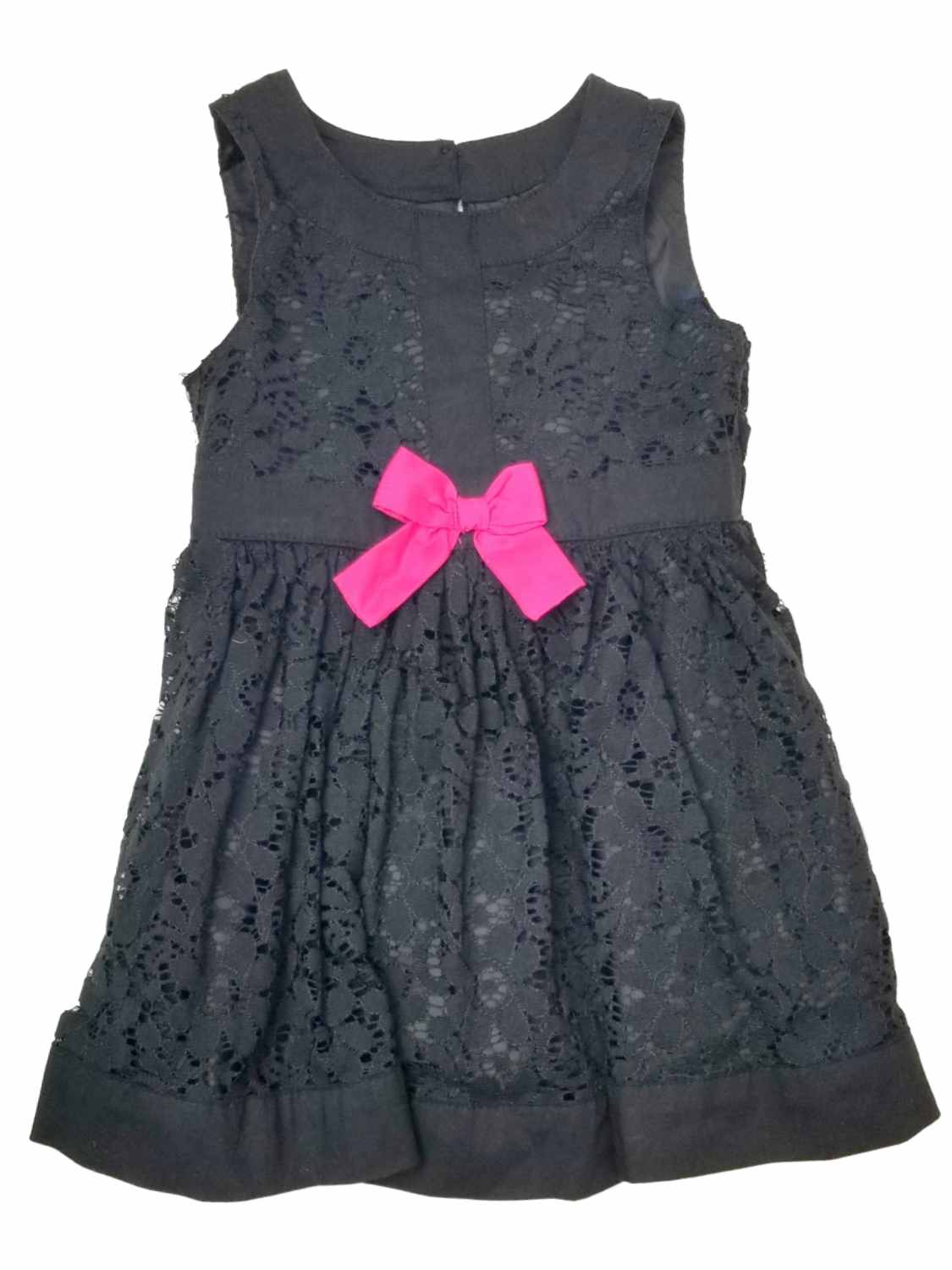 Osh Kosh BGosh Infant Girls Black Lace Holiday Fancy Party Dress Pink Bow 12M