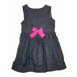Osh Kosh BGosh Infant Girls Black Lace Holiday Fancy Party Dress Pink Bow 12M