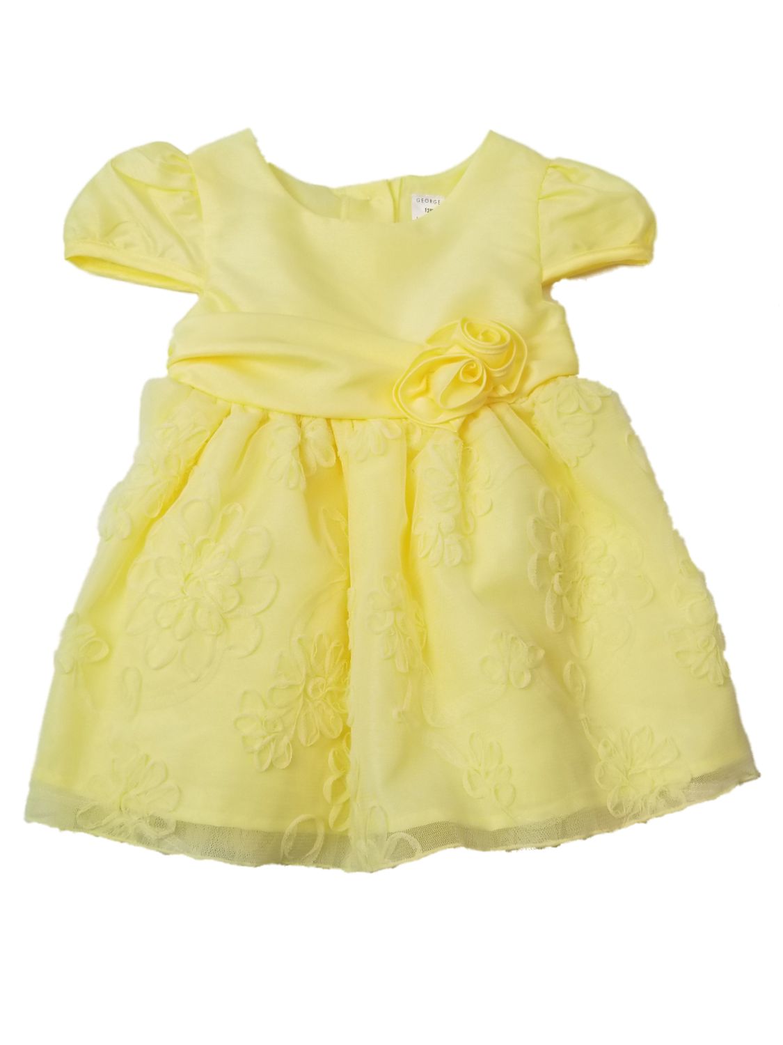 GEORGE Infant Baby Girls Yellow Rose Lace Easter Spring Holiday Party Dress 12M