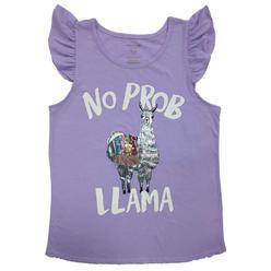 Arizona Girls Purple No Prob Llama Shirt Ruffled Tank Top