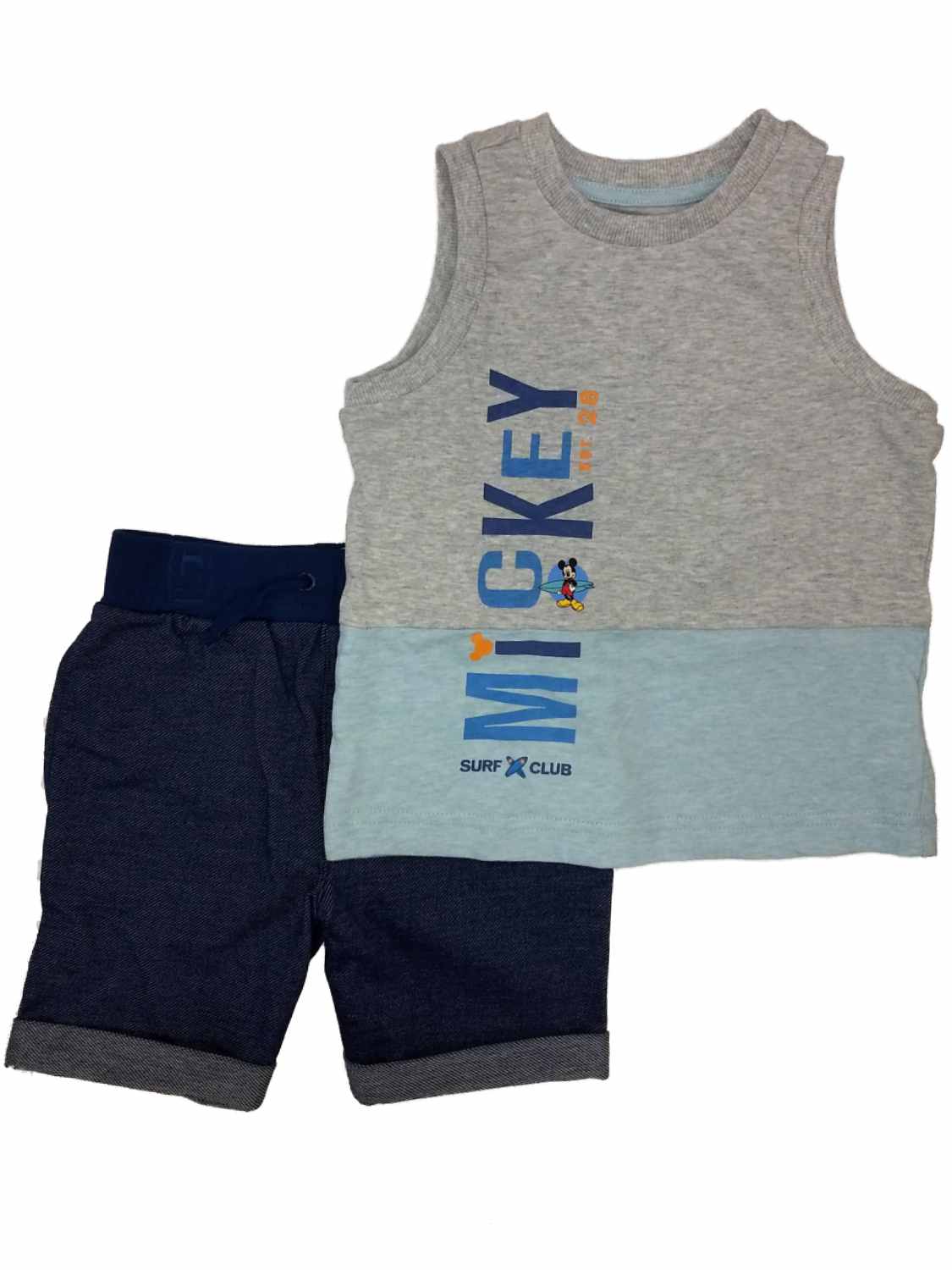 Disney Boys Mickey Mouse Surf Club Outfit Tank Top Shirt & Shorts Set