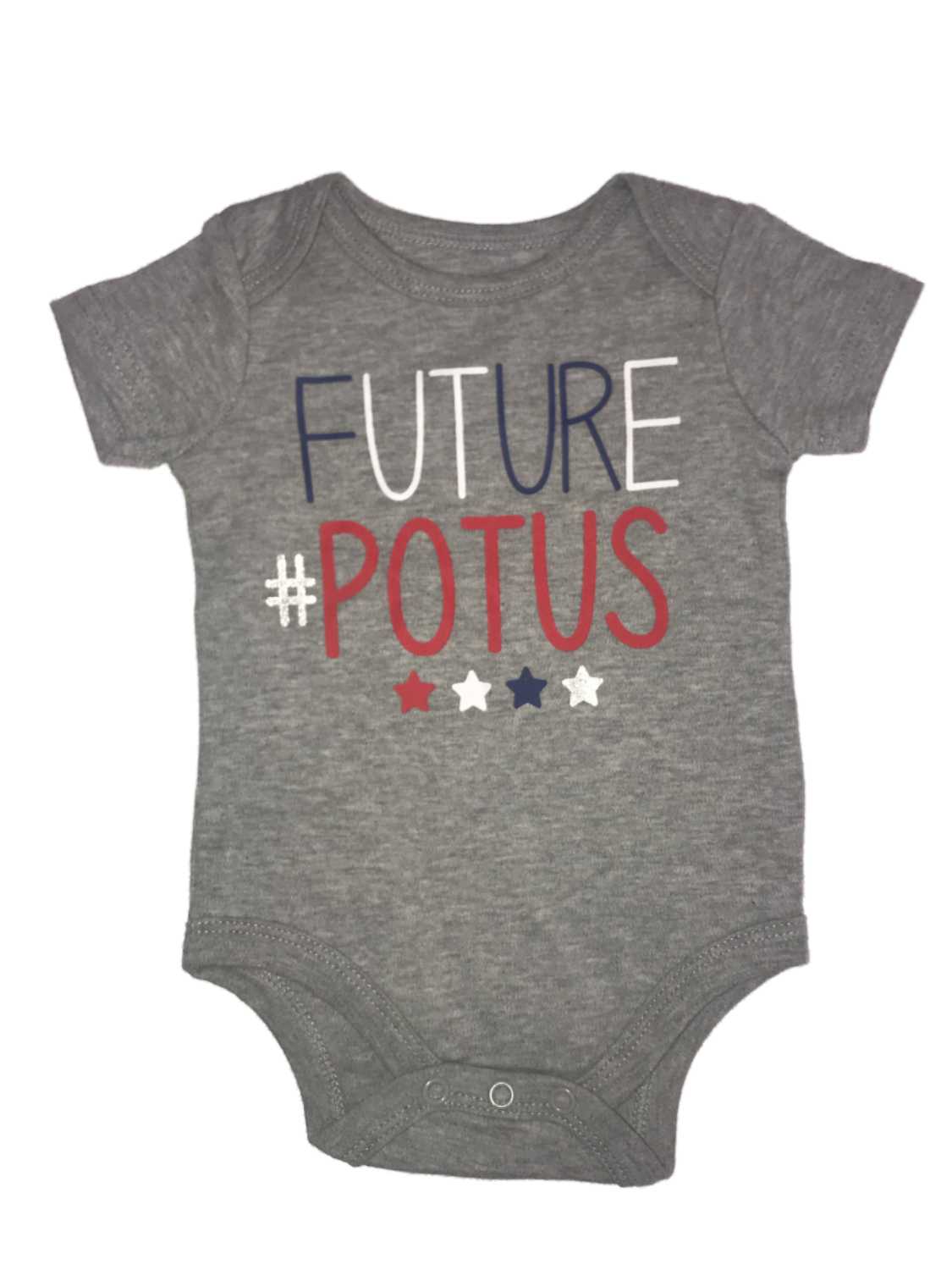 Carter's Infant Boys Girls Gray Patriotic "Future #POTUS" Bodysuit President Baby Outfit