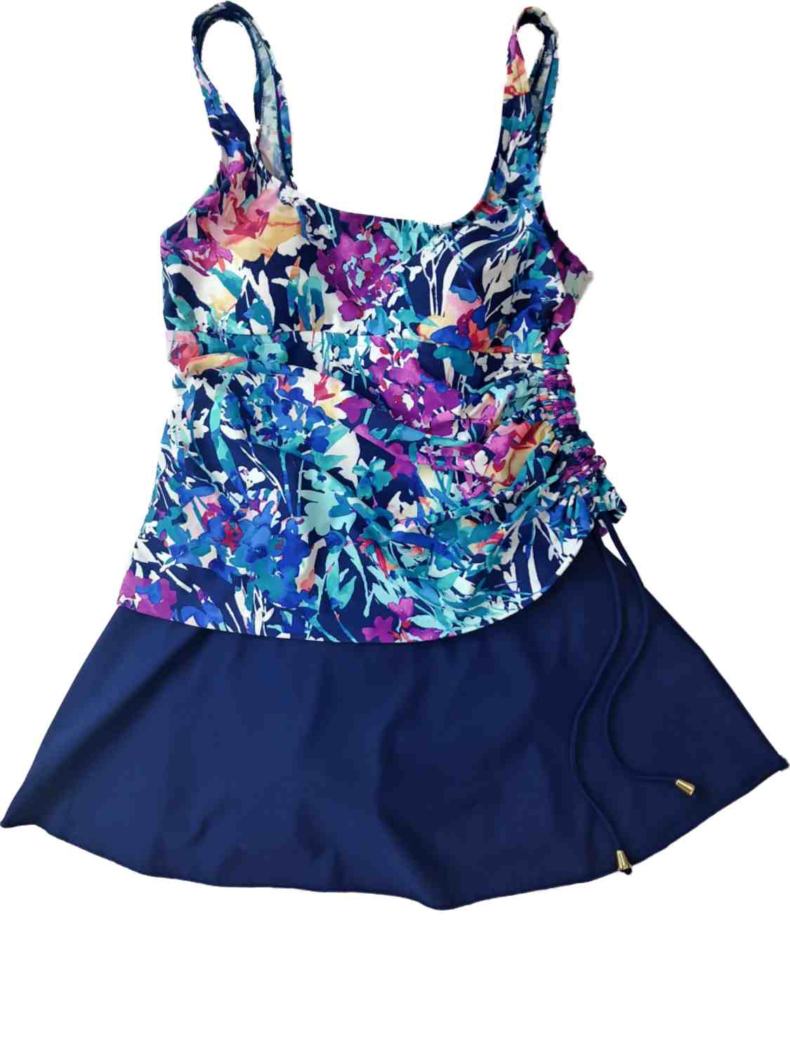 Azul Womens Floral Water Color One Piece Swimming Suit Tank Top Swim Dress Size 8