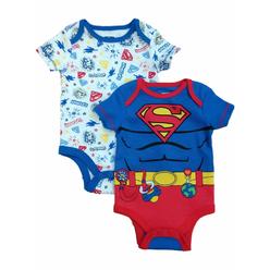 DC Comics Infant Boys 2pc Superman Bodysuit Set Super Man Baby Outfit