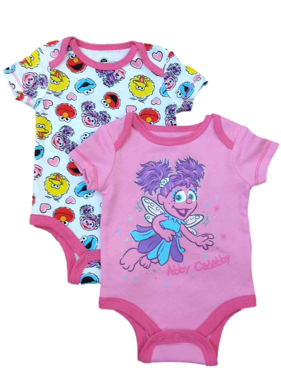 Sesame Street Infant Girls 2pc Abby Cadabby Bodysuit Set Elmo Baby Outfit