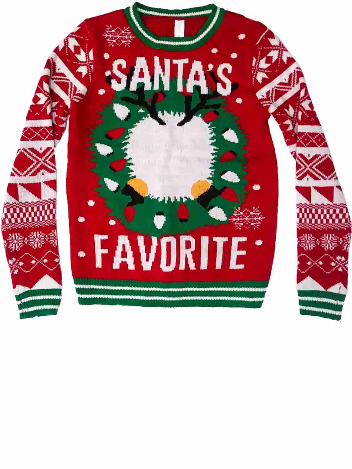 NOBO Womens Santas Favorite Wreath Christmas Pull-Over Holiday Sweater Large