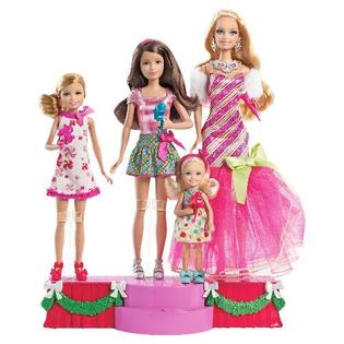 Barbie Doll Her Sisters Christmas Set 4 Holiday Dolls Stage Sing