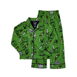 Minecraft Mojang Boys Green Flannel 2-Piece Sleepwear Pajamas Sleep Set XS 4-5