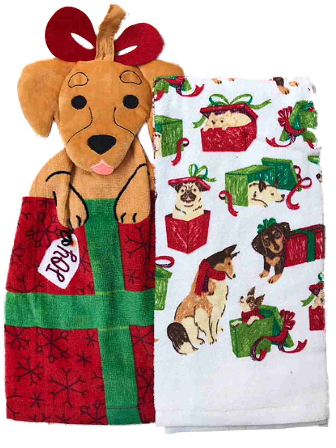 Home Items For The Sears St Nicholas Square Puppy Dog Kitchen Towel Set 2 Holiday Towels