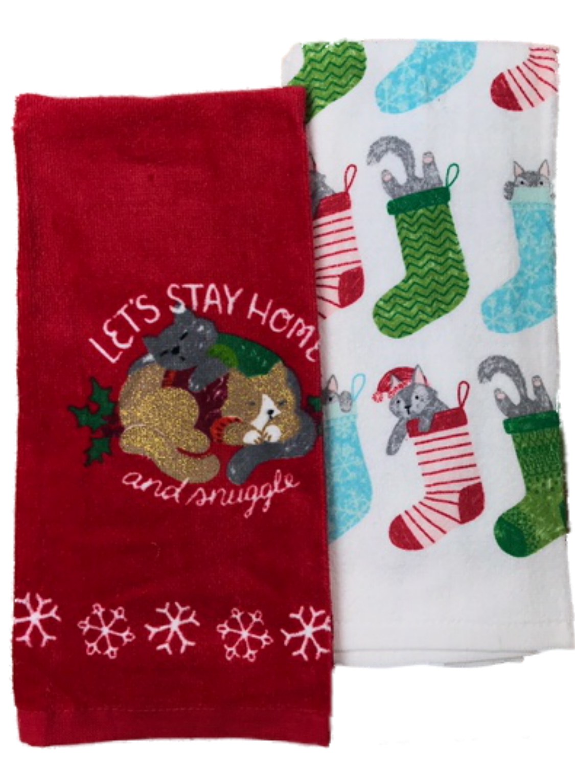 Home Items For The Sears St Nicholas Square Snuggle Cat Kitchen Towel Set 2 Kitty Dish Towels