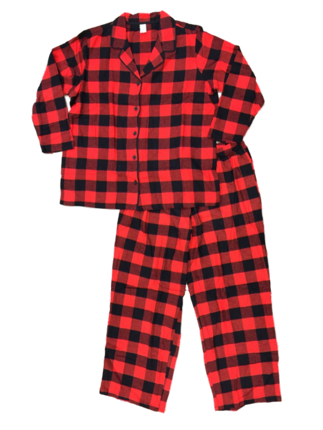 Sleep Chic Womens Red & Black Buffalo Plaid Flannel Pajamas Sleep Set