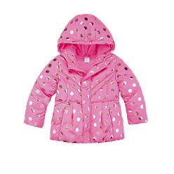 Okiedokie Toddler Girls Hot Pink & Gold Polka Dot Puffer Jacket Winter Snow Coat