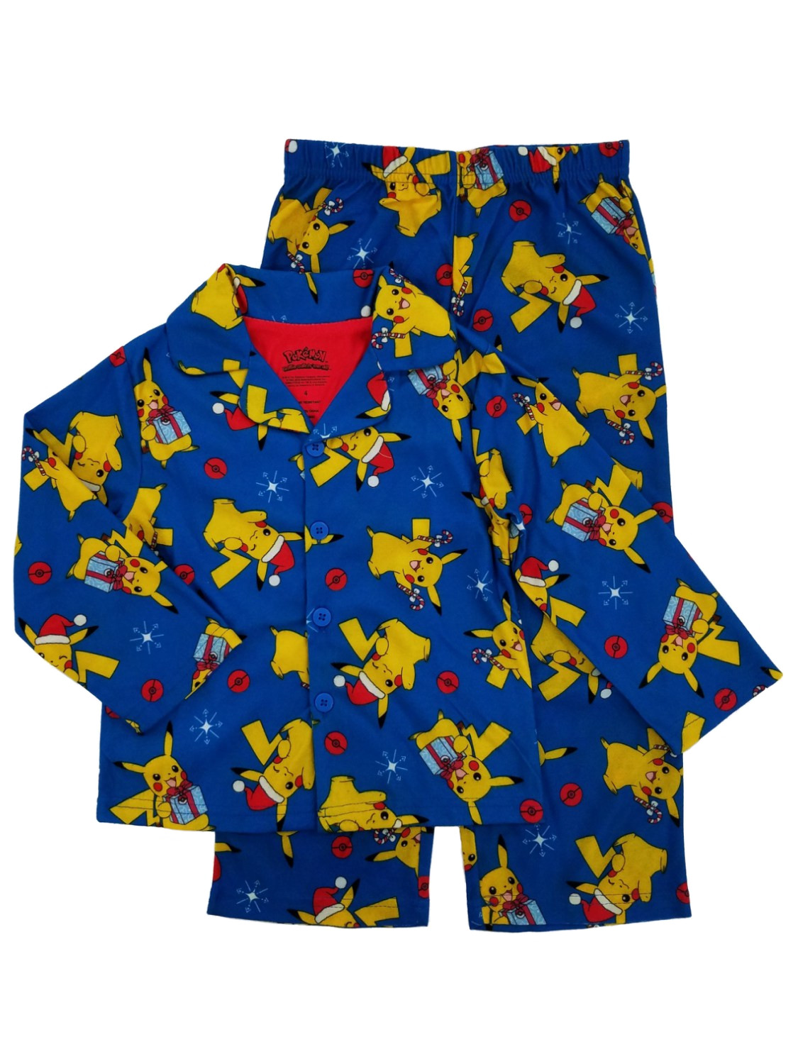 Pokemon Christmas Pikachu Little Boys 2P Flannel Sleepwear