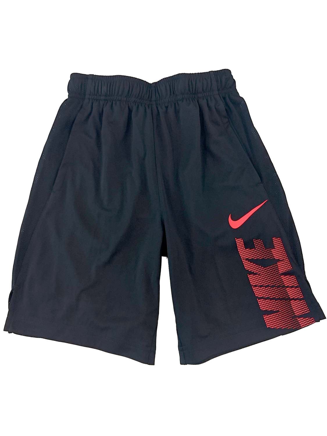 Nike Dri Fit Boys Black Neon Orange Swoosh Athletic Basketball