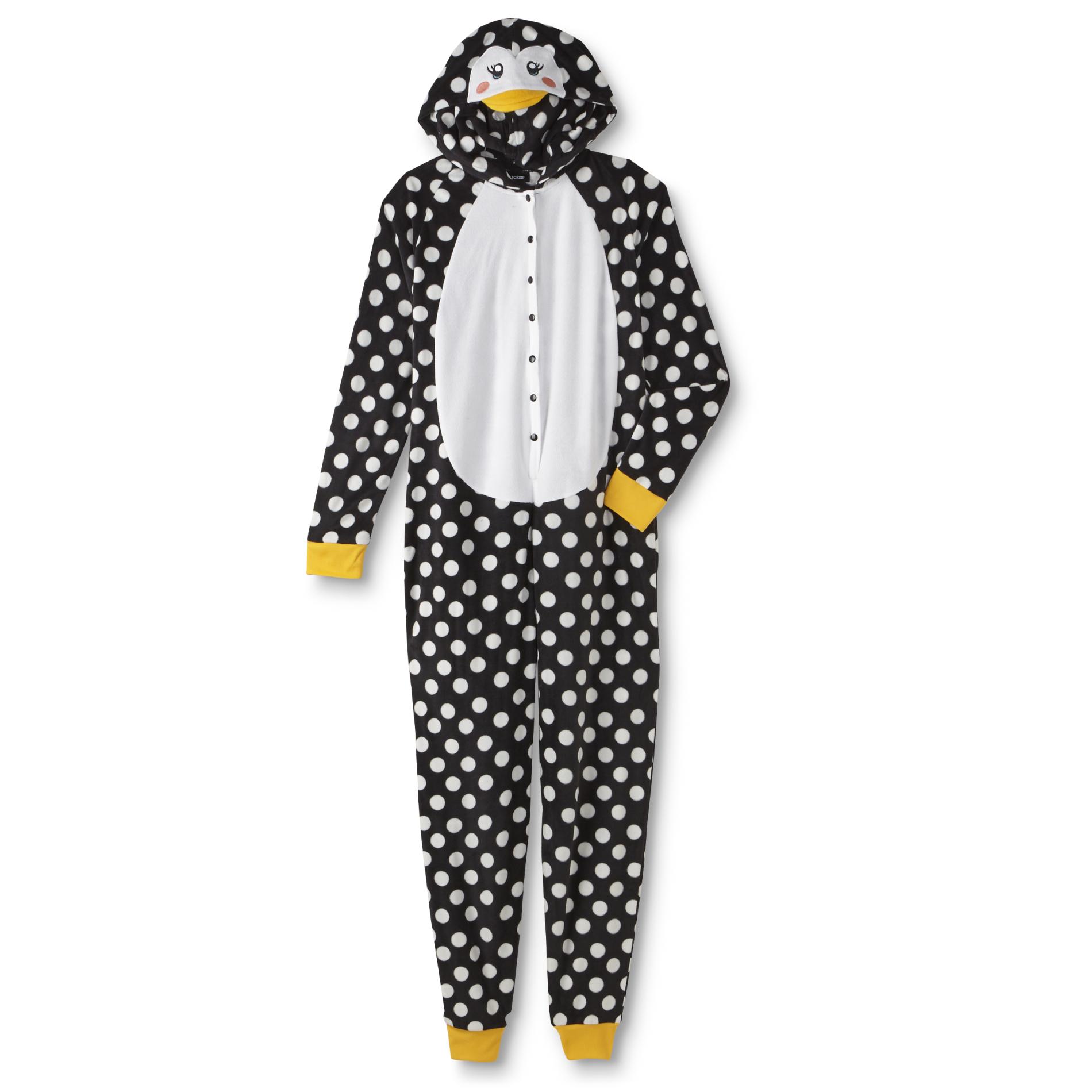 Joe Boxer Women Polka Dot Penguin Bird Birdie Union Suit Blanket Sleeper Pajama X-Large