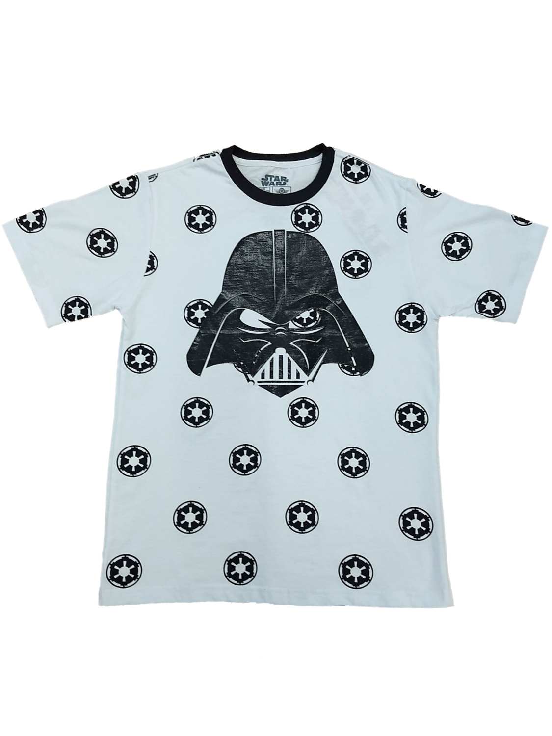 Star Wars Boys White & Black Darth Vader & Empire Symbol T-Shirt Tee Shirt XL