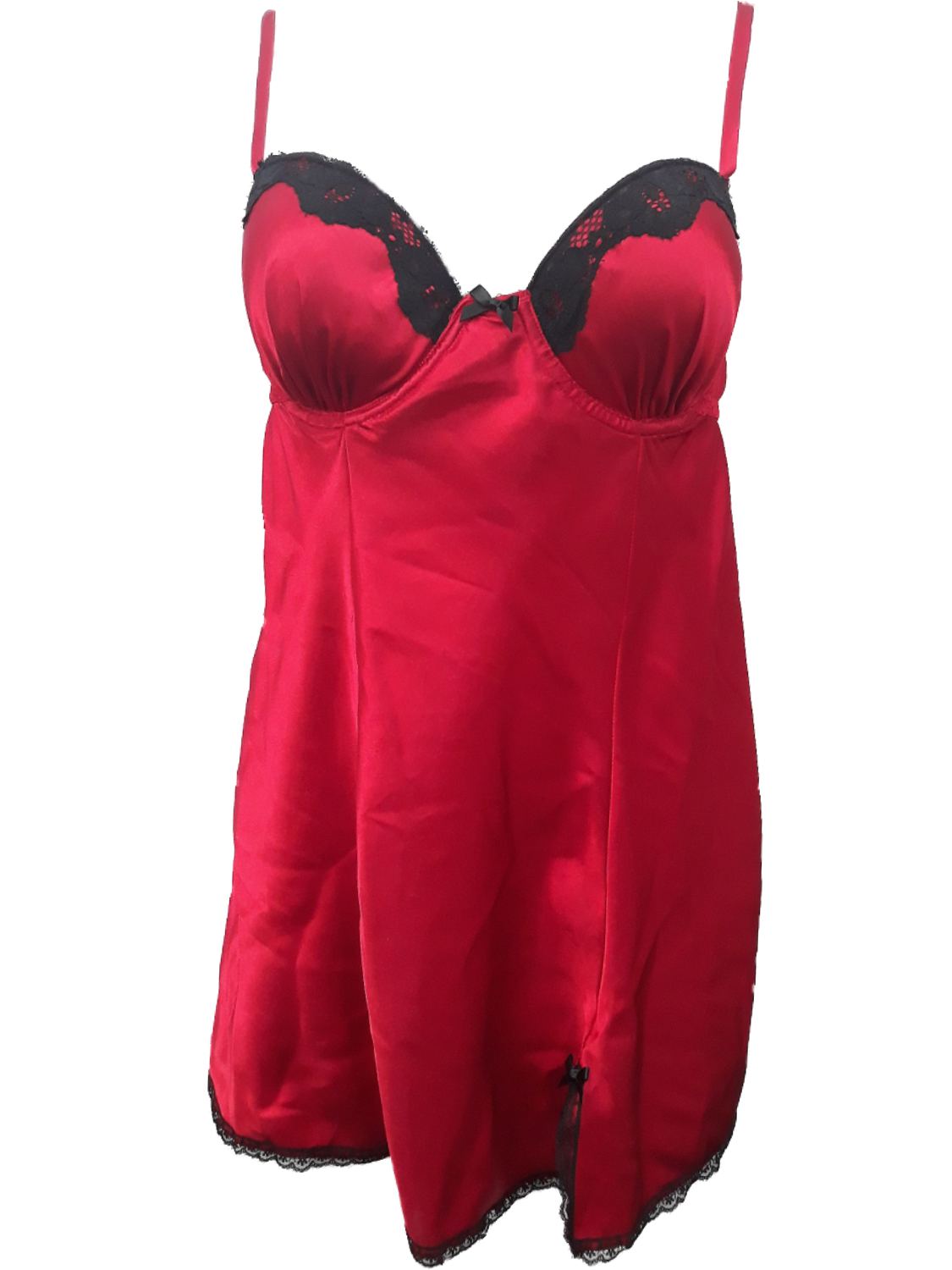 GEORGE Women Red Silky Lace Trim Babydoll Nightie Nightgown Lingerie ...