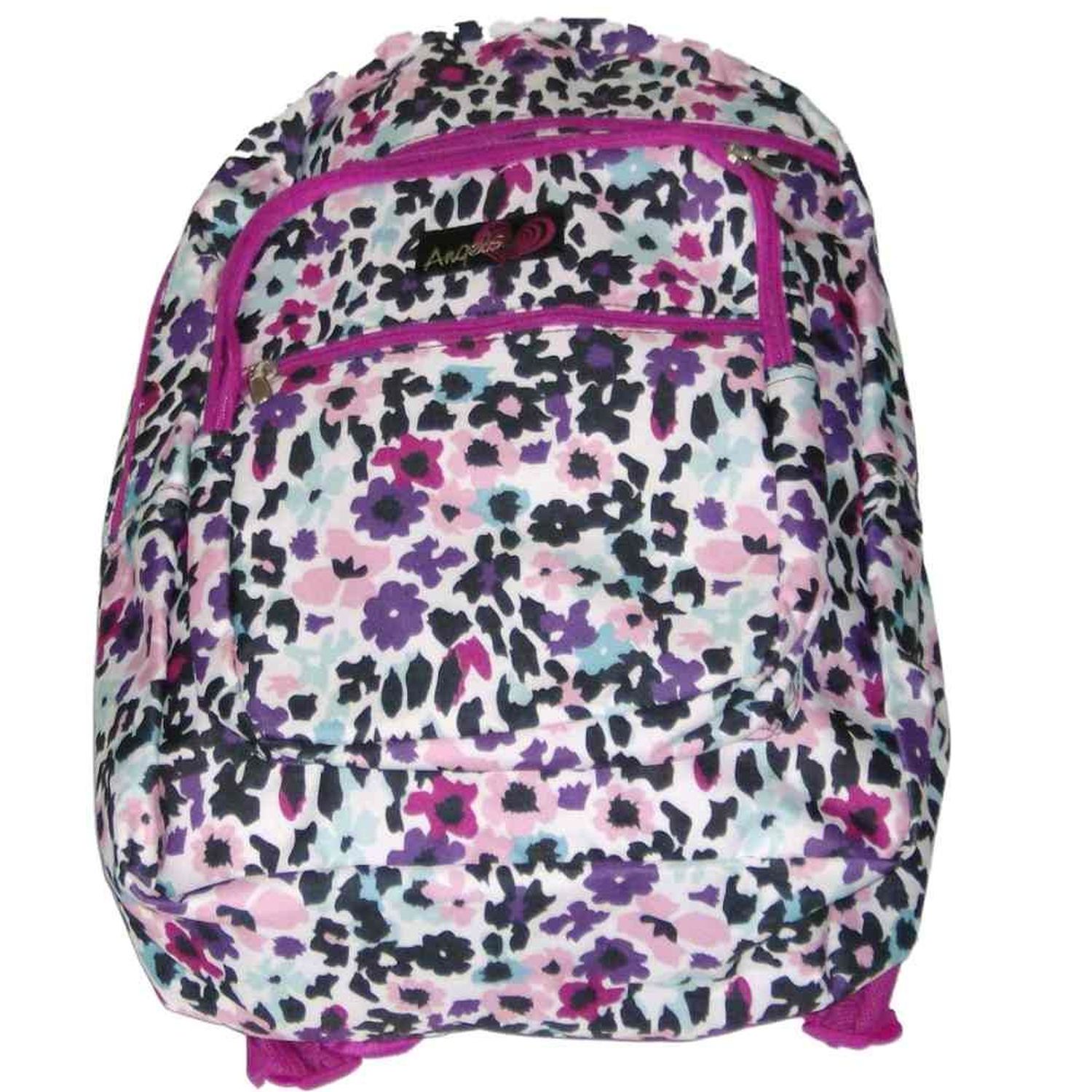 Angels Floral 17" Backpack, School Travel Bag With Pink Flowers